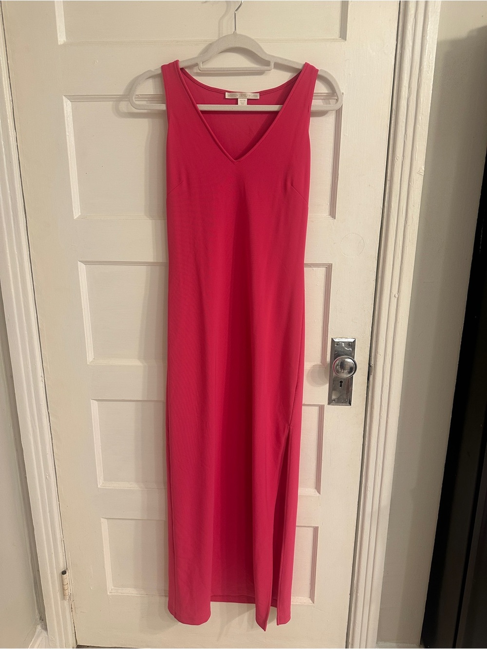 Boston Proper Hot Pink Sleeveless V-Neck Maxi Dress
